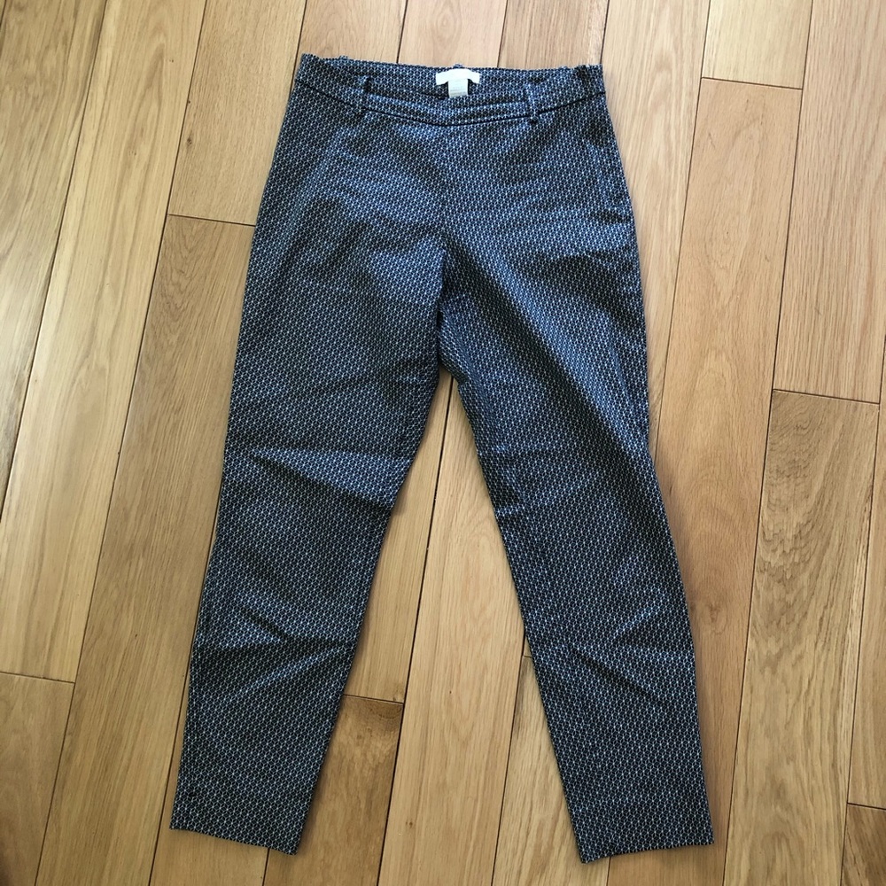 H&M Creased Pant Blue Pattern